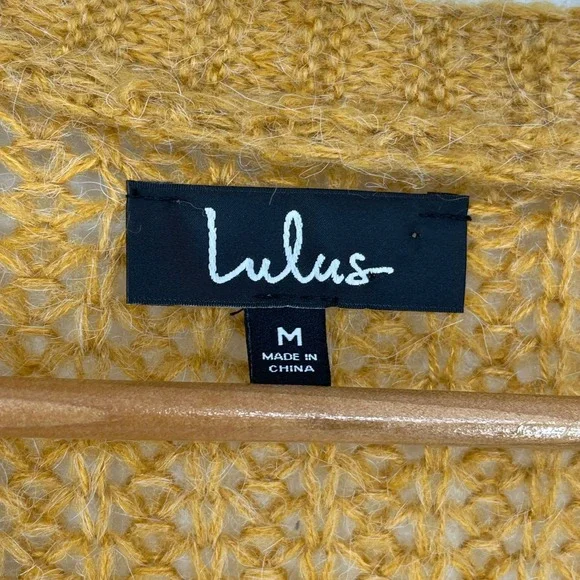 Lulus Oversized Slouchy Knit Cardigan‎ Sweater Mustard Yellow Pockets M Boxy - Picture 5 of 7